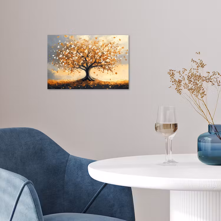 Herfst - Boom - Oranje - Bladeren - Levensboom - Abstract poster papier klein -sfeer3