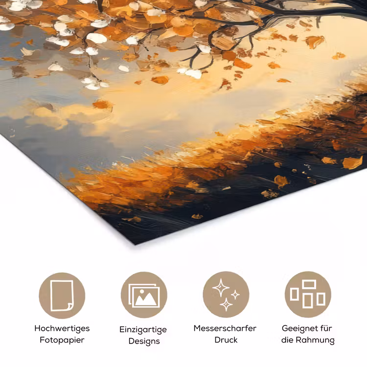 Herfst - Boom - Oranje - Bladeren - Levensboom - Abstract poster papier klein -tcloseup_DE