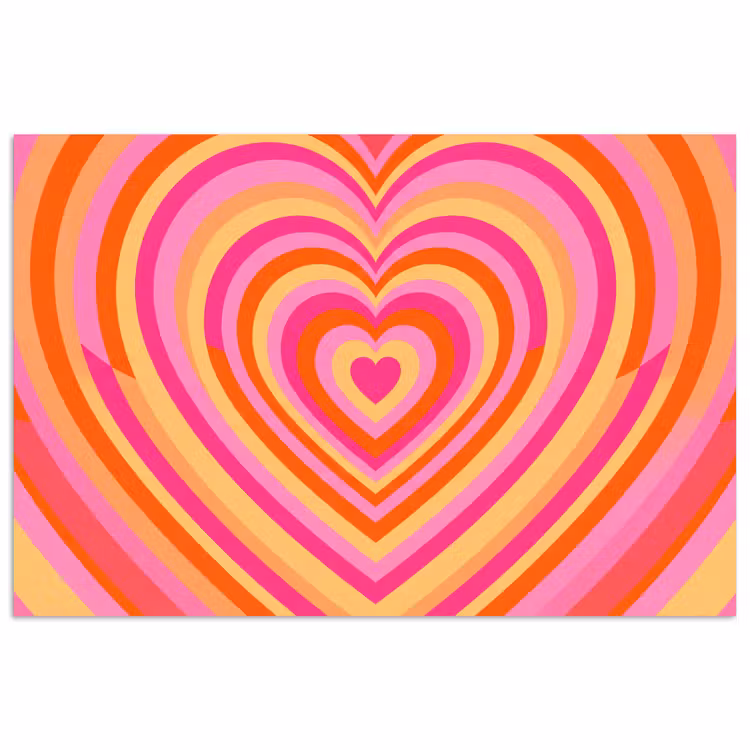 Hart - Concentrisch - Abstract - Liefde - Kleurrijk poster papier klein -3d