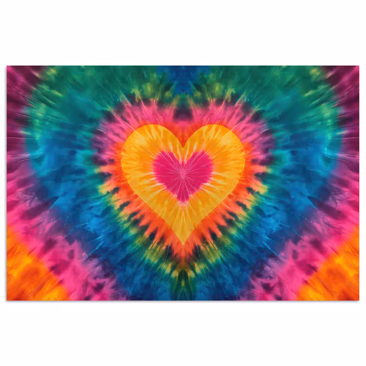 Hart - Tie Dye - Kleurrijk poster papier klein -3d