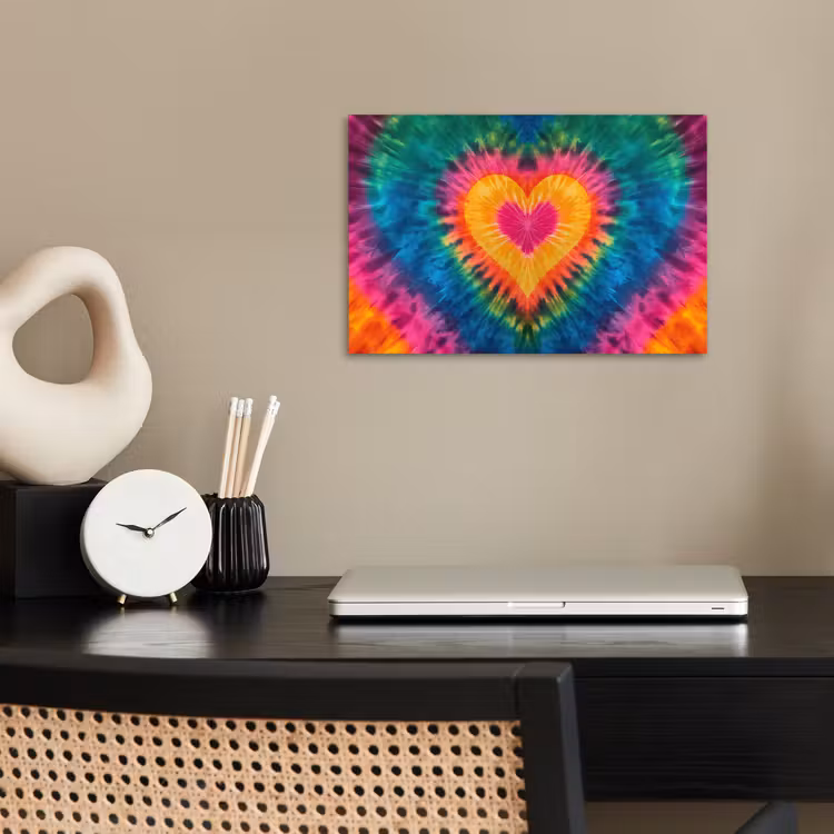 Hart - Tie Dye - Kleurrijk poster papier klein -sfeer1