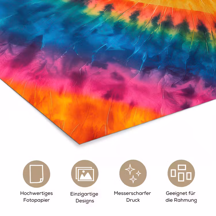 Hart - Tie Dye - Kleurrijk poster papier klein -tcloseup_DE