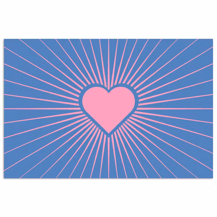 Hart - Stralen - Liefde - Modern - Roze poster papier klein -3d