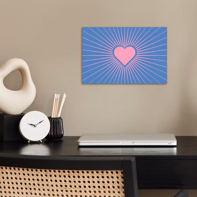 Hart - Stralen - Liefde - Modern - Roze poster papier klein -sfeer1