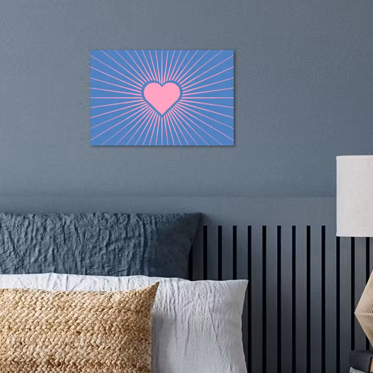 Hart - Stralen - Liefde - Modern - Roze poster papier klein -sfeer2