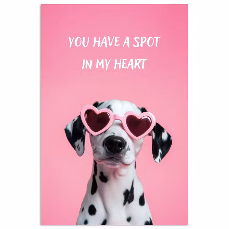 Hartjes - Hond - Valentijn - Roze poster papier klein -3d