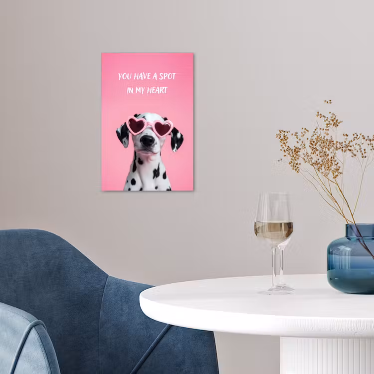 Hartjes - Hond - Valentijn - Roze poster papier klein -sfeer3