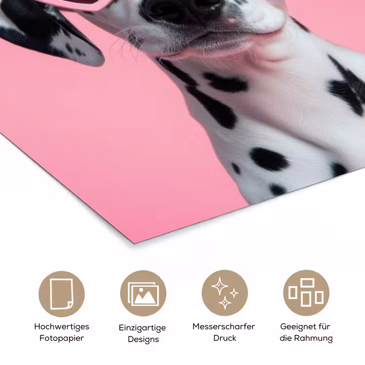 Hartjes - Hond - Valentijn - Roze poster papier klein -tcloseup_DE