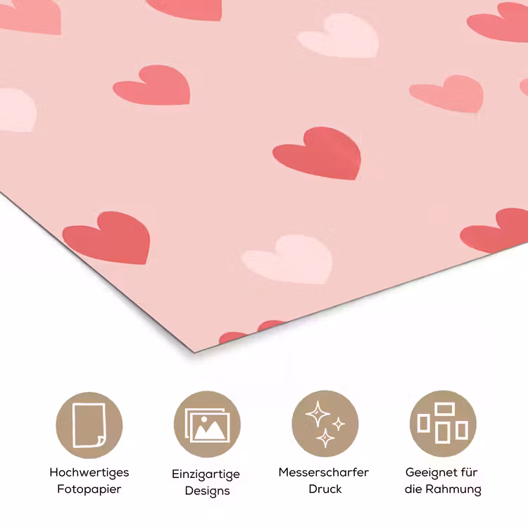 Hartjes - Patroon - Roze - Eenvoudig poster papier klein -tcloseup_DE