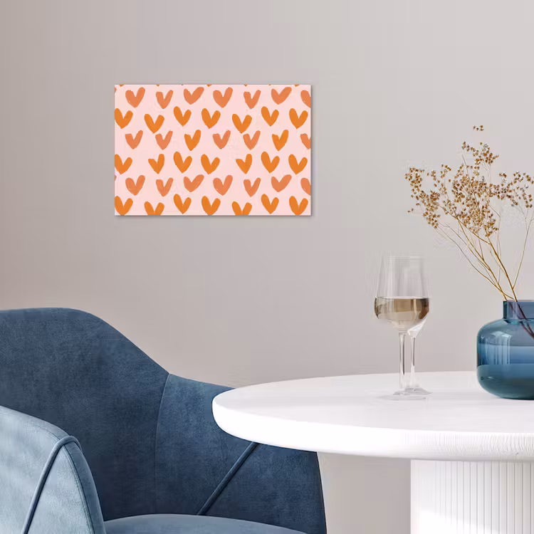 Hartjes - Getekend - Oranje poster papier klein 62 -sfeer3