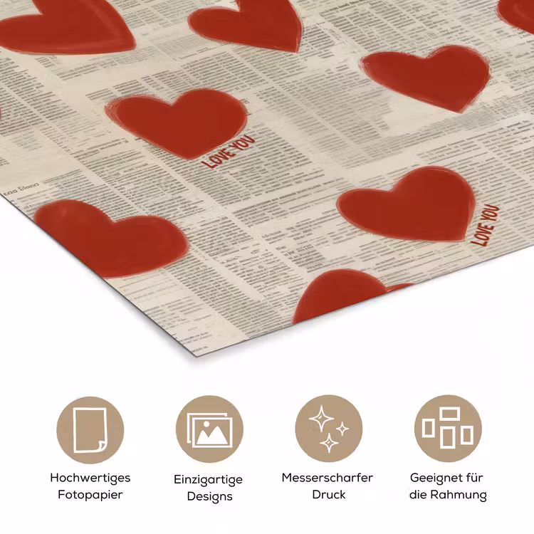 Hartjes - Krant - Loveyou poster papier klein -tcloseup_DE