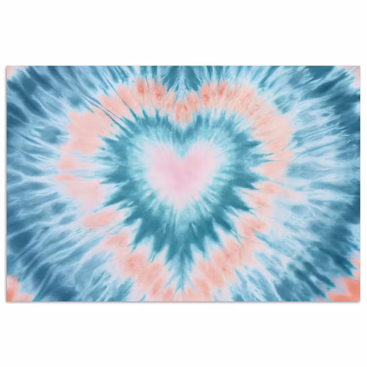 Hartvormig - Tie dye - Pasteltinten - Lichtgroen poster papier klein -3d