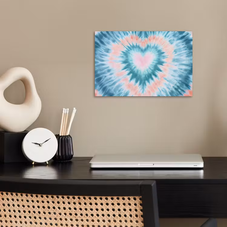 Hartvormig - Tie dye - Pasteltinten - Lichtgroen poster papier klein -sfeer1