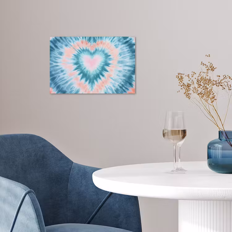 Hartvormig - Tie dye - Pasteltinten - Lichtgroen poster papier klein -sfeer3