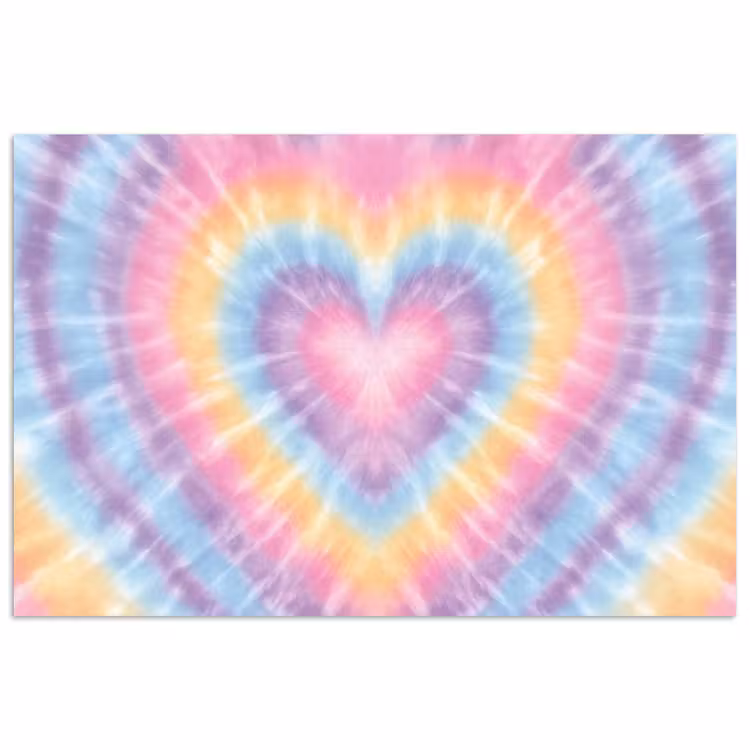 Hartvorm - Pastelkleuren - Tie Dye poster papier klein -3d