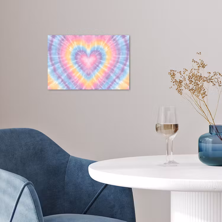 Hartvorm - Pastelkleuren - Tie Dye poster papier klein -sfeer3