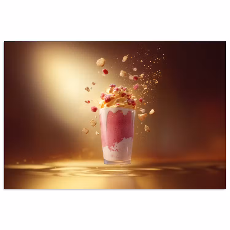 Framboos - Smoothie - Drinken - Roze poster papier klein -3d