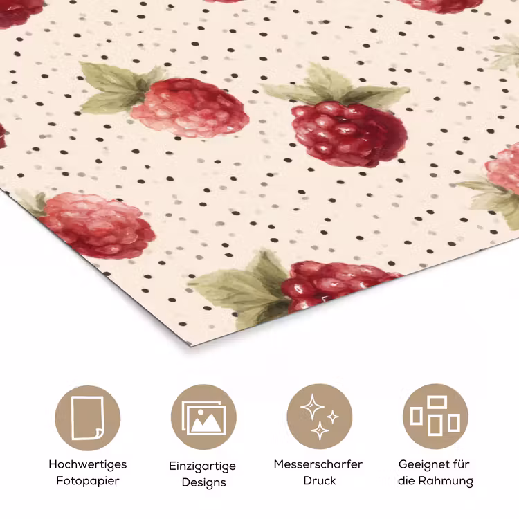 Framboos - Stippen - Rood poster papier klein 62 -tcloseup_DE