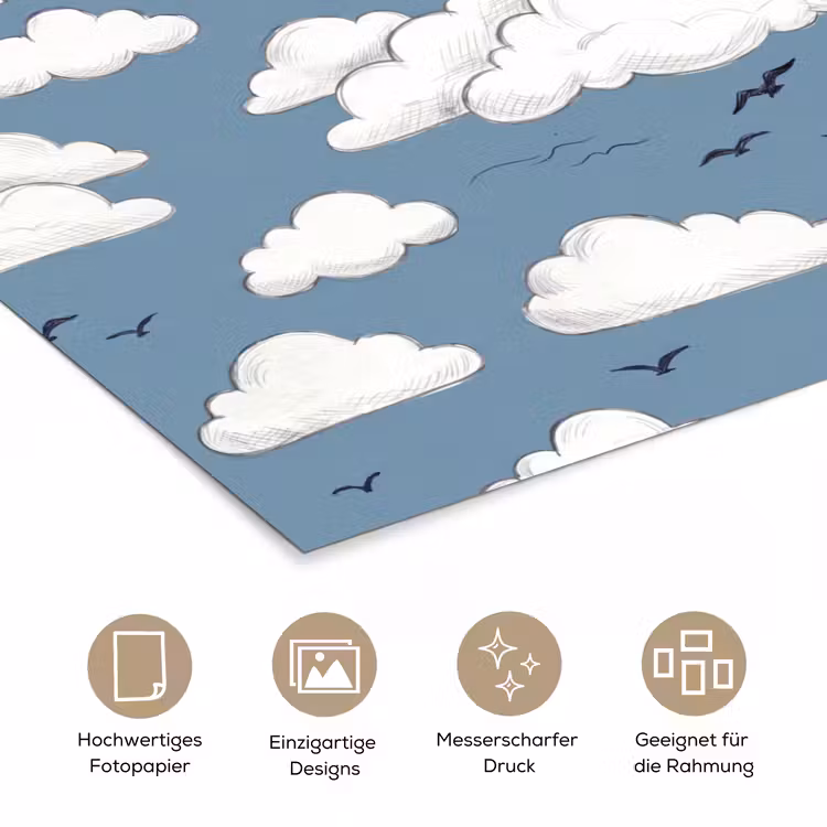 Lucht - Zon - Wolken - Natuur - Blauw poster papier klein -tcloseup_DE