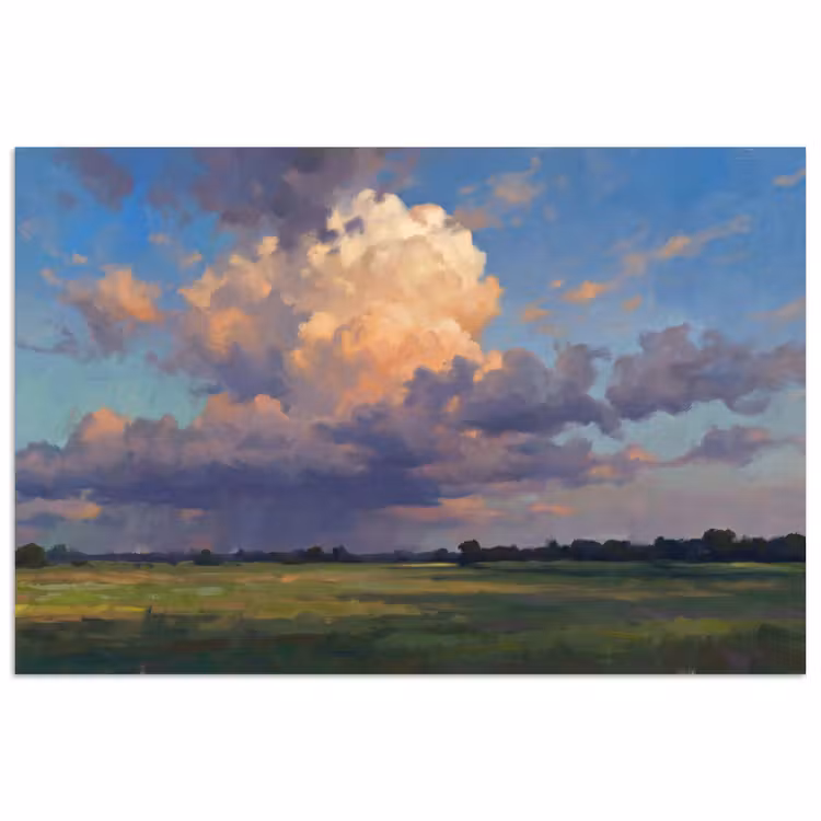 Lucht - Wolken - Landschap - Modern - Oranje poster papier klein -3d