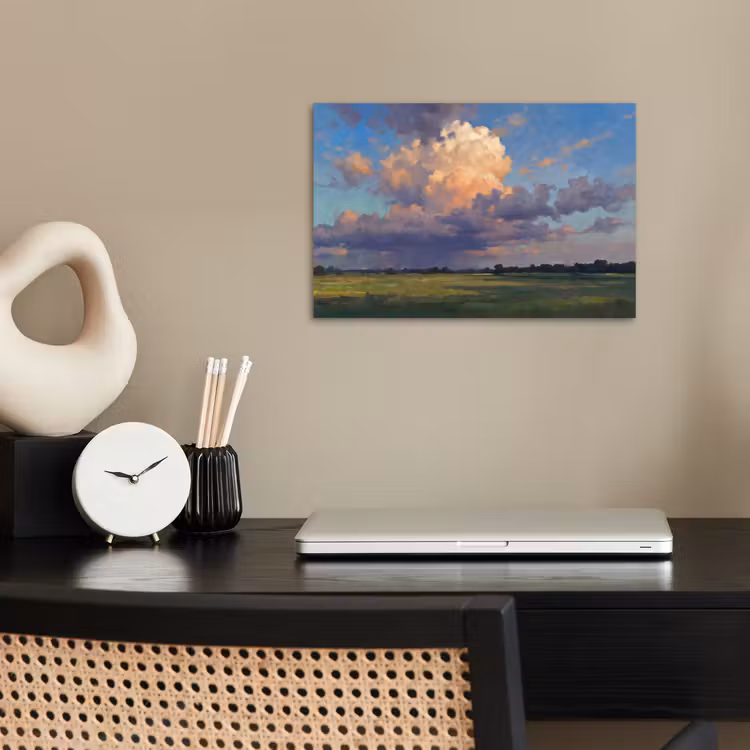 Lucht - Wolken - Landschap - Modern - Oranje poster papier klein -sfeer1