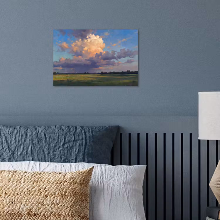 Lucht - Wolken - Landschap - Modern - Oranje poster papier klein -sfeer2