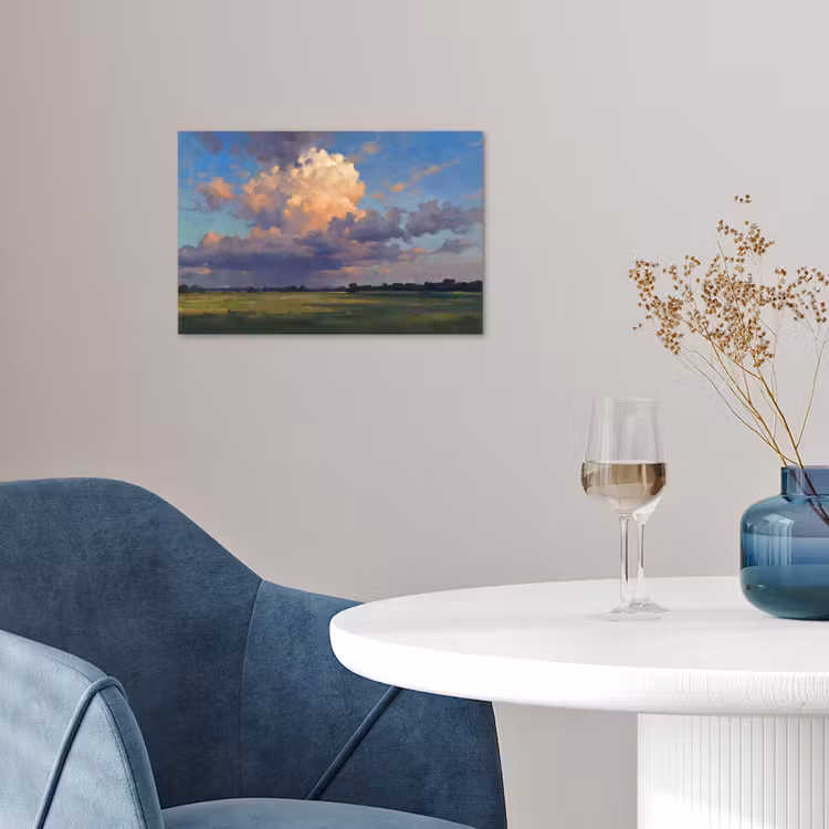 Lucht - Wolken - Landschap - Modern - Oranje poster papier klein -sfeer3