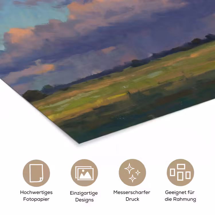 Lucht - Wolken - Landschap - Modern - Oranje poster papier klein -tcloseup_DE