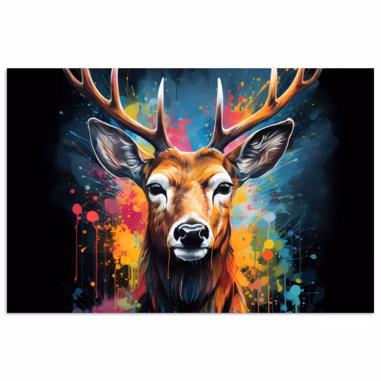 Hert - Graffiti - Dieren - Kleuren poster papier klein -3d