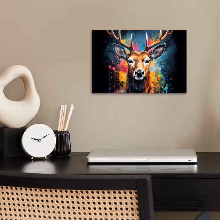 Hert - Graffiti - Dieren - Kleuren poster papier klein -sfeer1