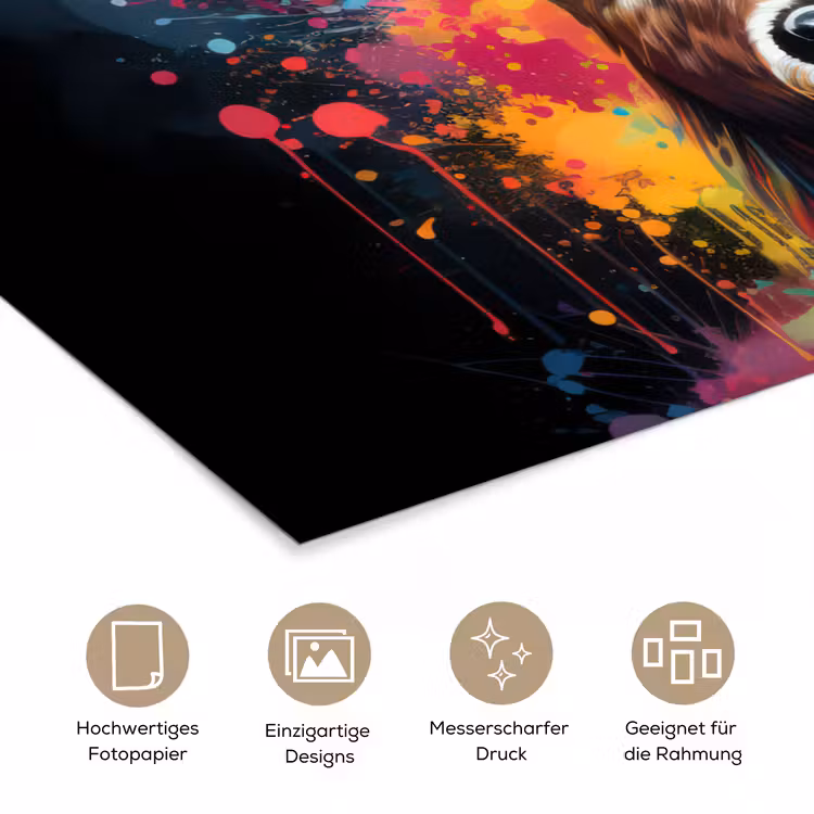 Hert - Graffiti - Dieren - Kleuren poster papier klein -tcloseup_DE