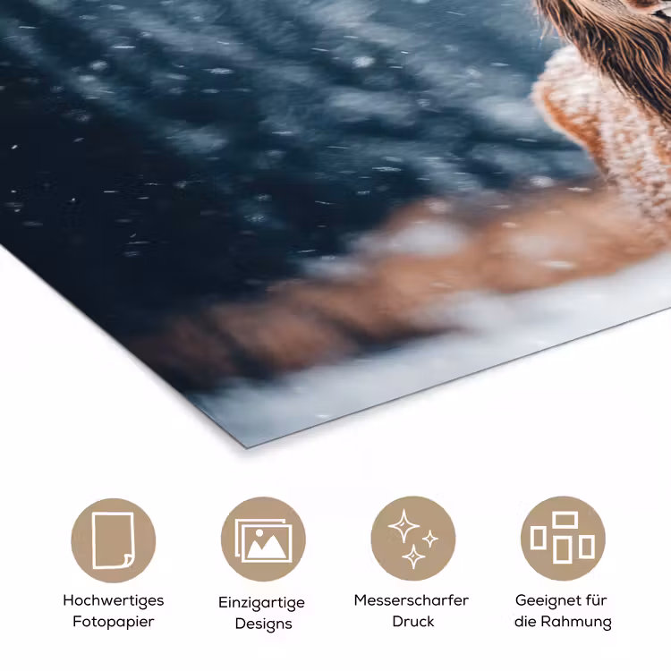 Hert - Dieren - Landschap - Winter - Sneeuw poster papier klein -tcloseup_DE