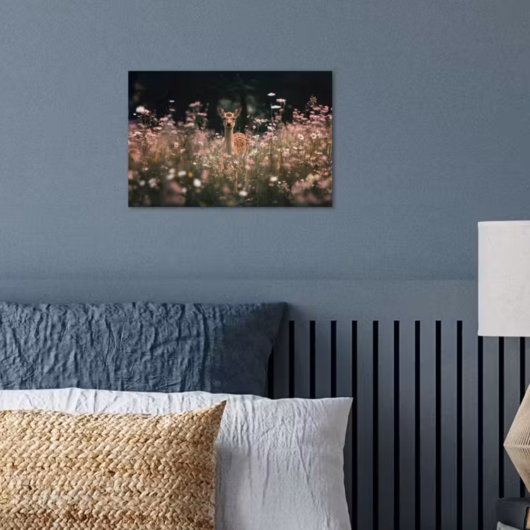 Hert - Wilde bloemen - Bos poster papier klein -sfeer2