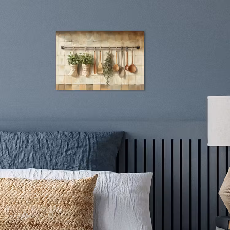 Hout - Keukengerei - Stilleven - Tegels poster papier klein -sfeer2