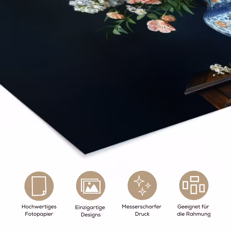 Hout - Vaas - Kleuren - Bloemen poster papier klein -tcloseup_DE