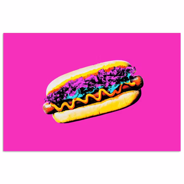 Hotdog - Roze - Retro poster papier klein -3d