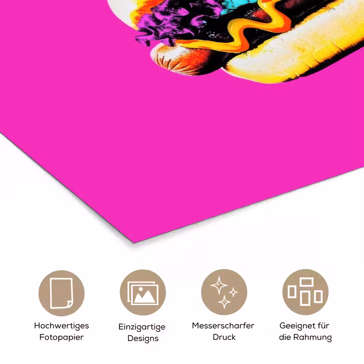 Hotdog - Roze - Retro poster papier klein -tcloseup_DE