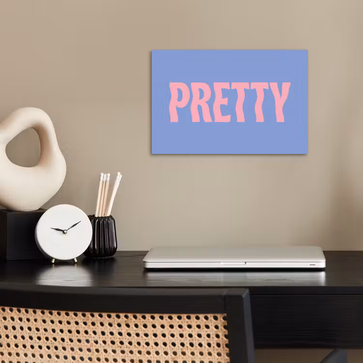 Pretty - Roze - Blauw - Golvend poster papier klein -sfeer1