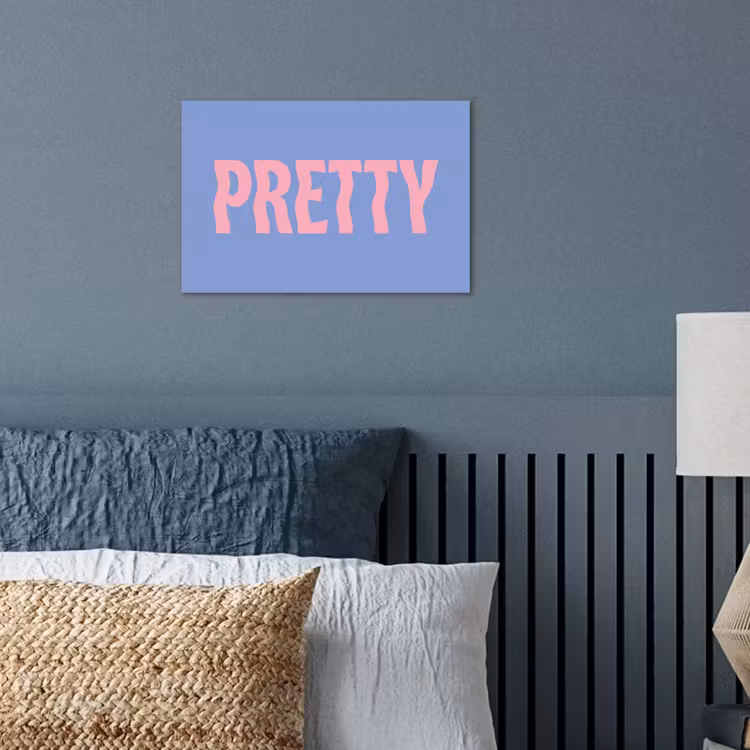 Pretty - Roze - Blauw - Golvend poster papier klein -sfeer2