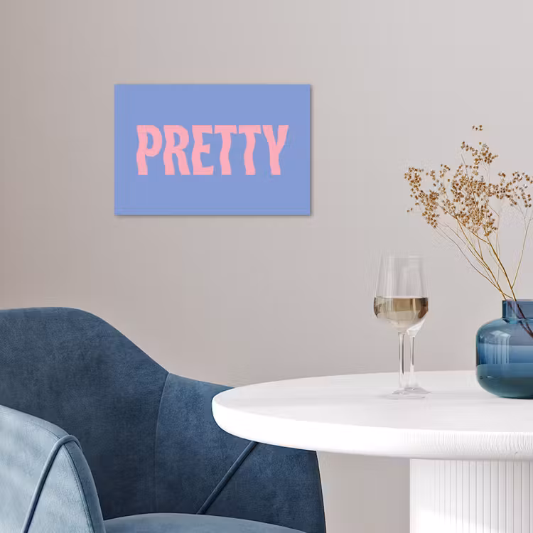 Pretty - Roze - Blauw - Golvend poster papier klein -sfeer3