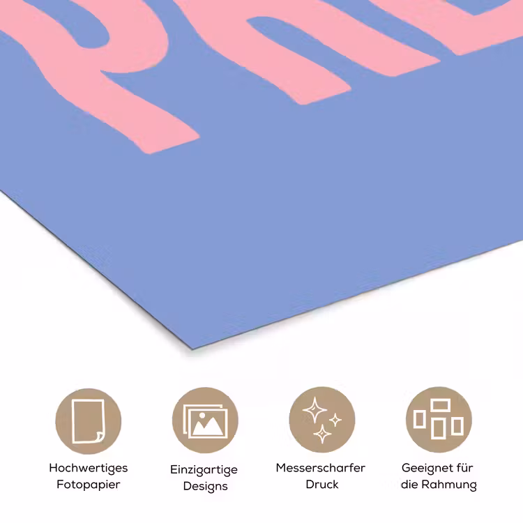 Pretty - Roze - Blauw - Golvend poster papier klein -tcloseup_DE