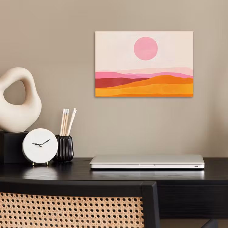 Heuvels - Oranje - Zon - Abstract poster papier klein -sfeer1