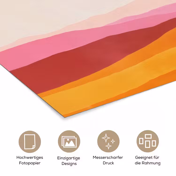 Heuvels - Oranje - Zon - Abstract poster papier klein -tcloseup_DE