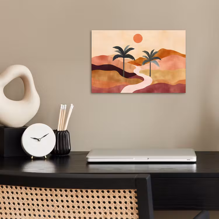 Heuvels - Palmbomen - Abstract poster papier klein -sfeer1