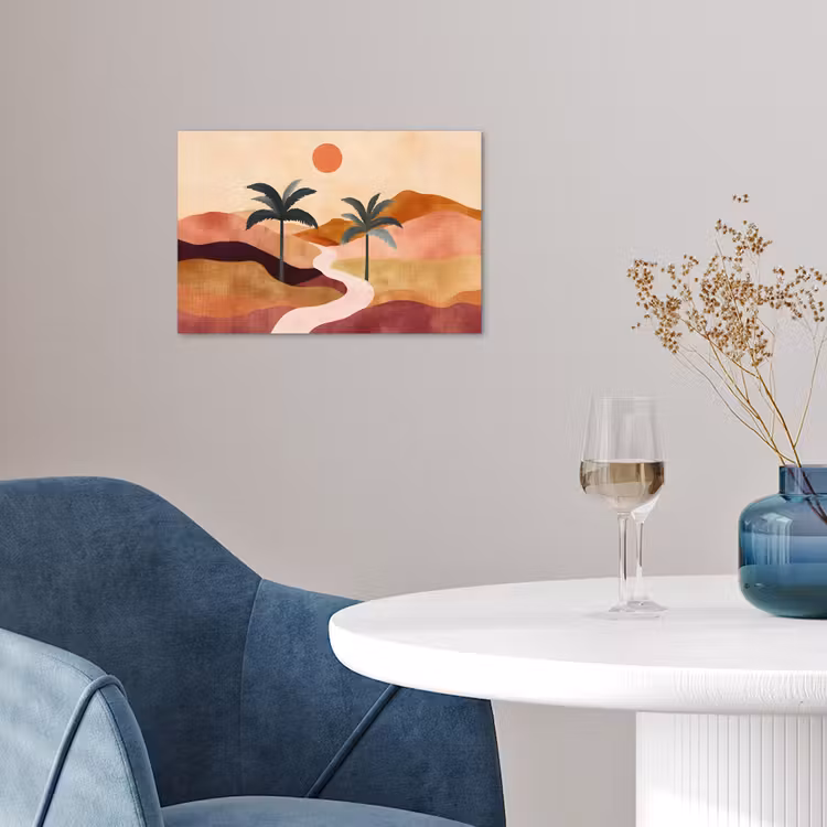 Heuvels - Palmbomen - Abstract poster papier klein -sfeer3