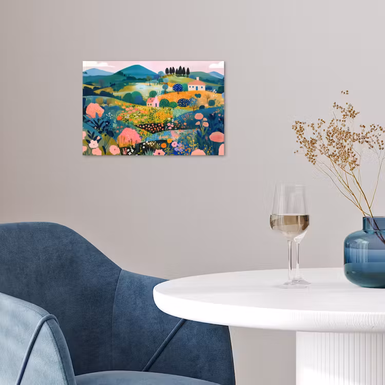 Heuvellandschap - Fantasierijk - Kleurcontrasten poster papier klein -sfeer3