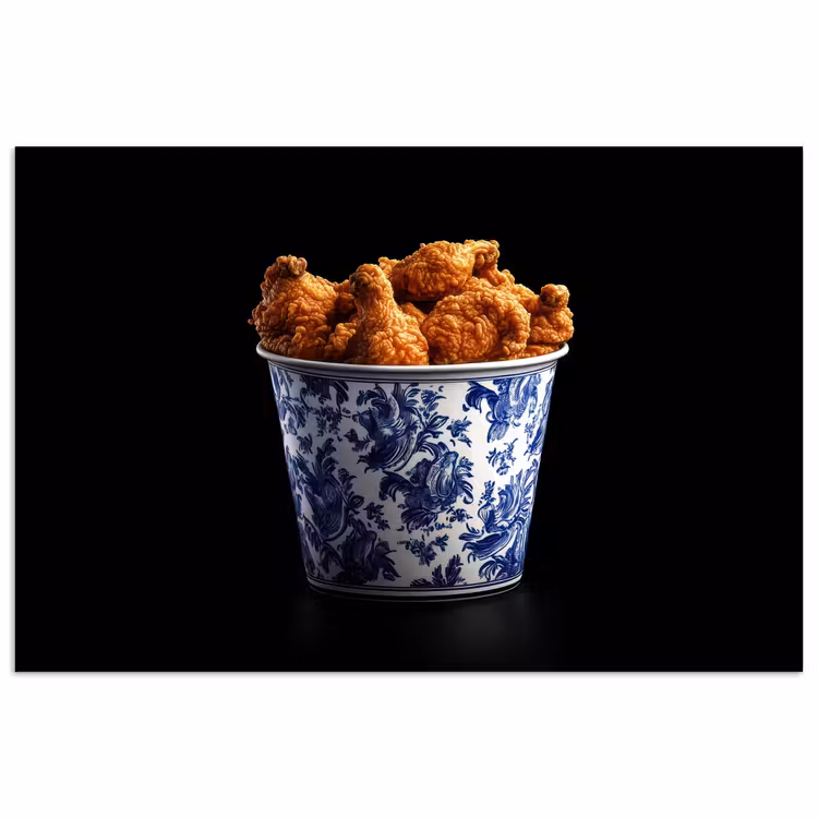 Kip - Bucket - Delfts blauw - Lekker poster papier klein -3d