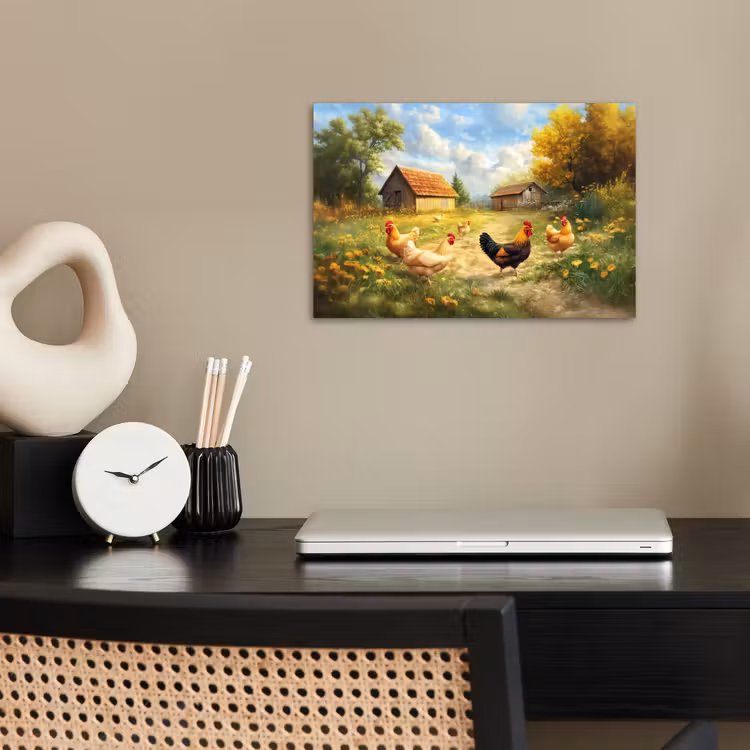 Kippen - Landelijke rust - Natuur poster papier klein -sfeer1