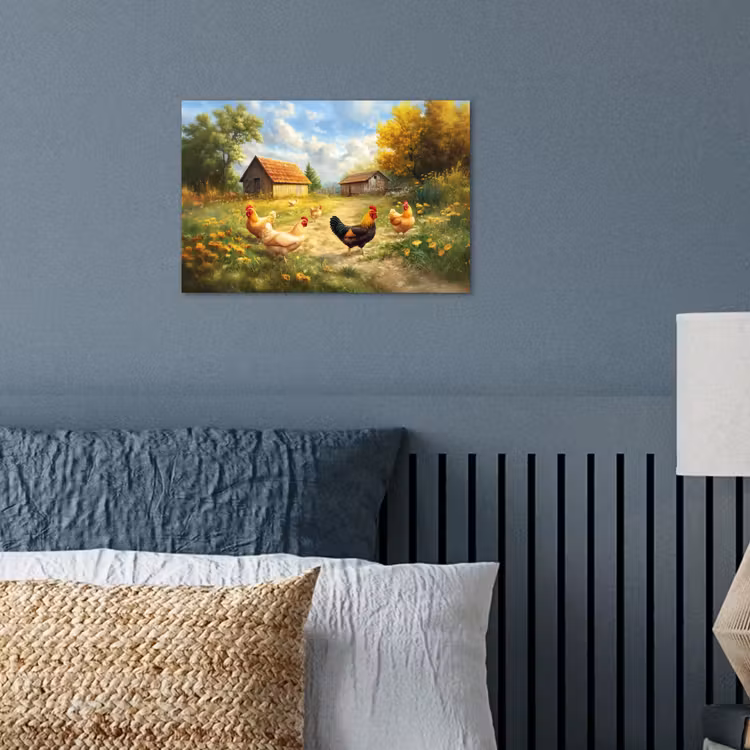 Kippen - Landelijke rust - Natuur poster papier klein -sfeer2