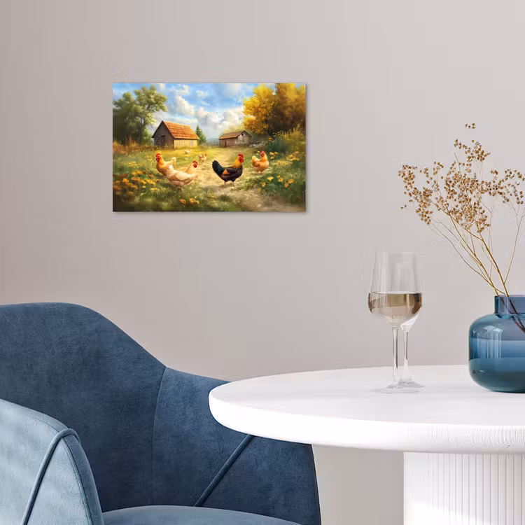 Kippen - Landelijke rust - Natuur poster papier klein -sfeer3